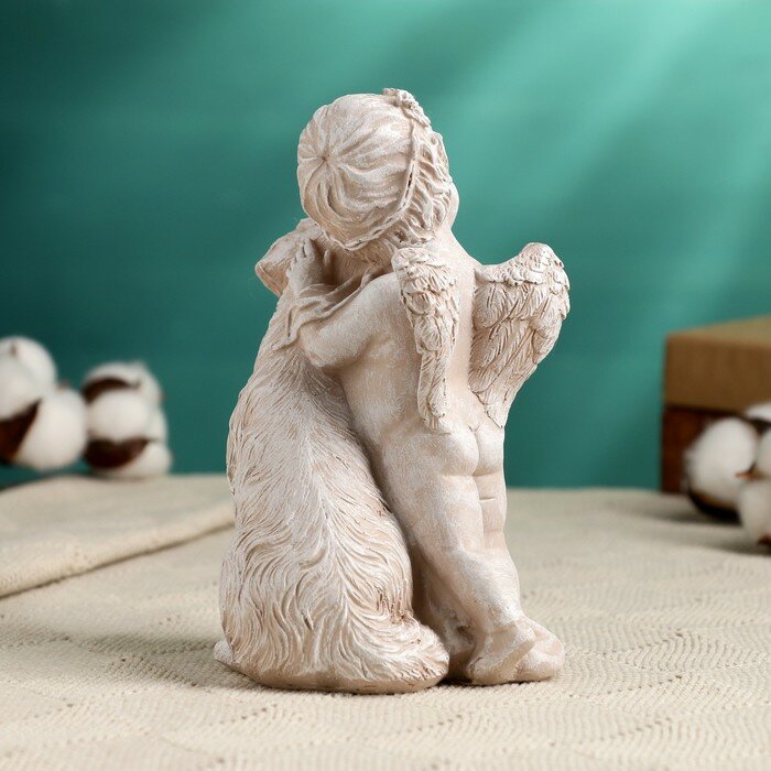 Фигура "Ангелочек с собакой" под камень, 12х10х17см - фотография № 3