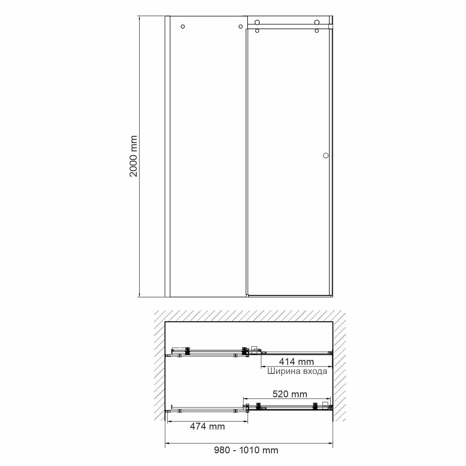 Душевая дверь WasserKRAFT Vils 200х100 56R12 - фото №2