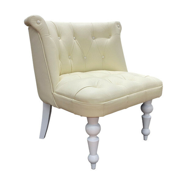 Кресло GRUPPO 396 гест размер: 69 х 70 см, натуральная кожа цвет светло-бежевый №2 + компаньон, опоры цвет белый - фотография № 1