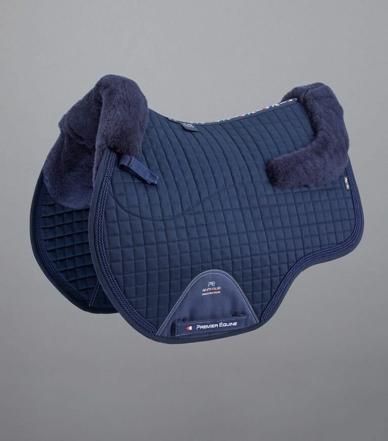 Вальтрап для лошади из мериносовой шерсти European Saddle Pad - GP/Jump Square (темно-синий) - фотография № 1