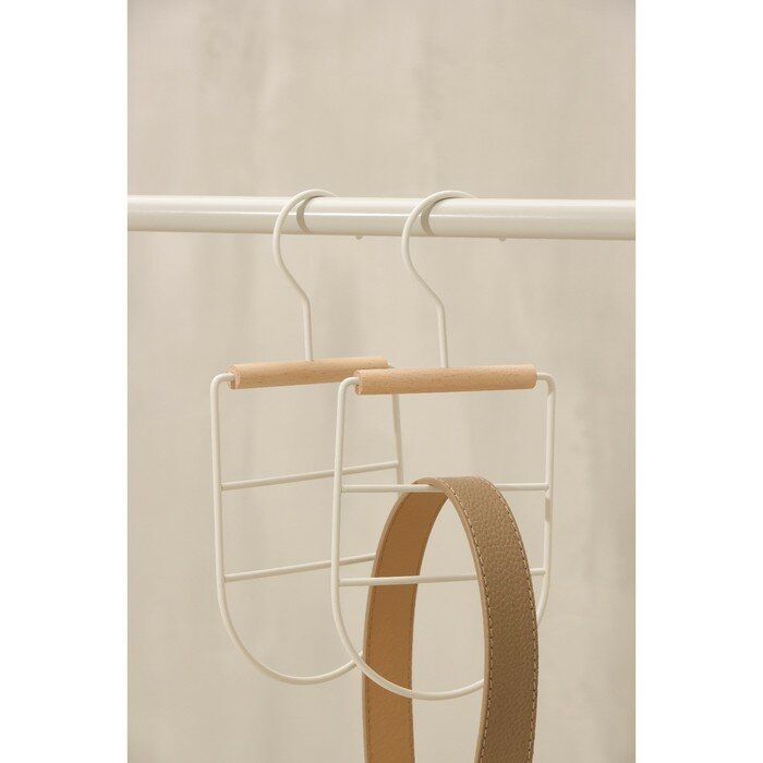 LaDо́m Вешалка для ремней и шарфов «Wood», 11,3×24×1,1 см, цвет белый - фотография № 2