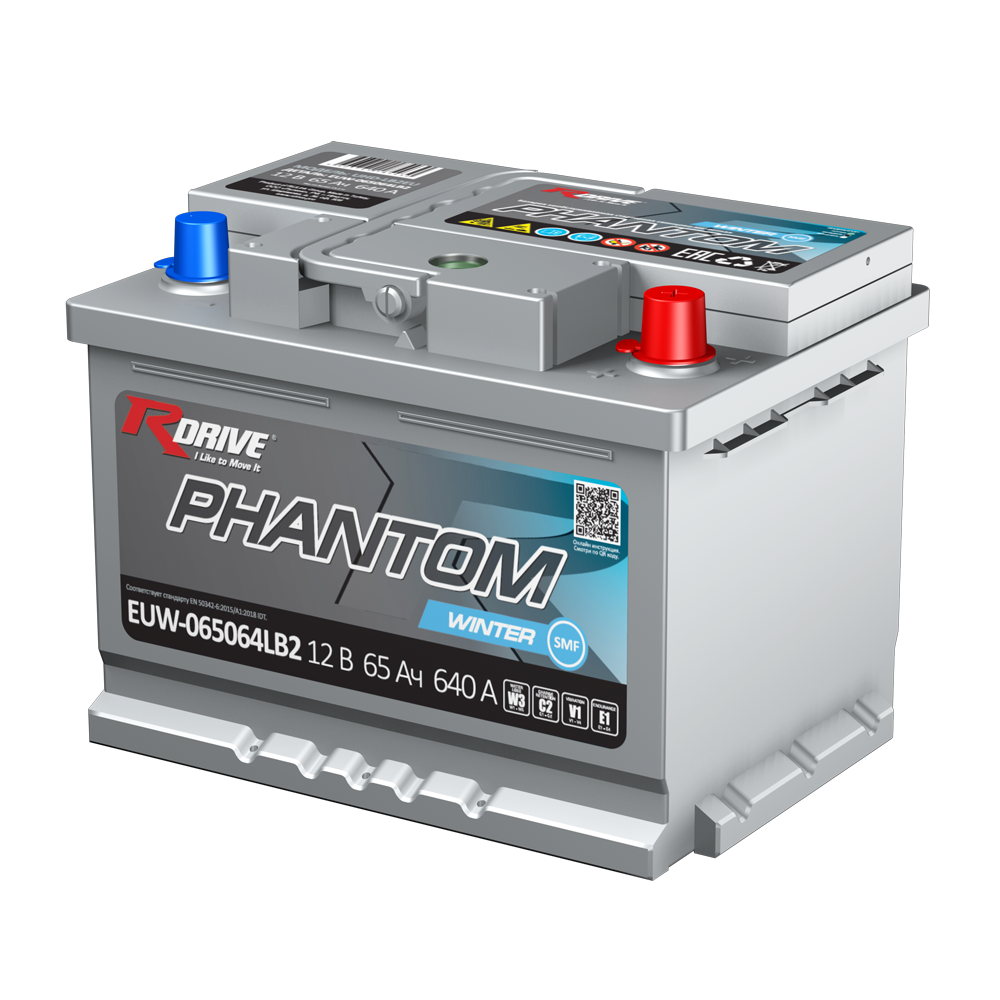 Аккумулятор RDrive PHANTOM 65Ач обратная полярность EUW-065064LB2