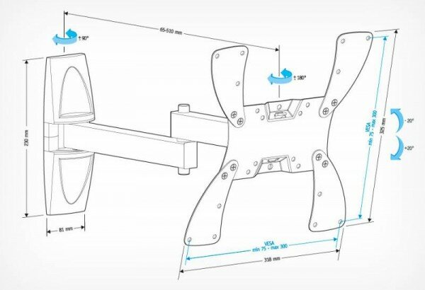 Кронштейн для телевизора Holder LCDS-5046 белый 22"-42" макс.30кг настенный поворот и наклон LCDS-5046