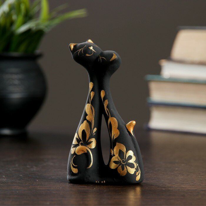 фото Фигура "Коты влюбленные" черные 3х6х11см