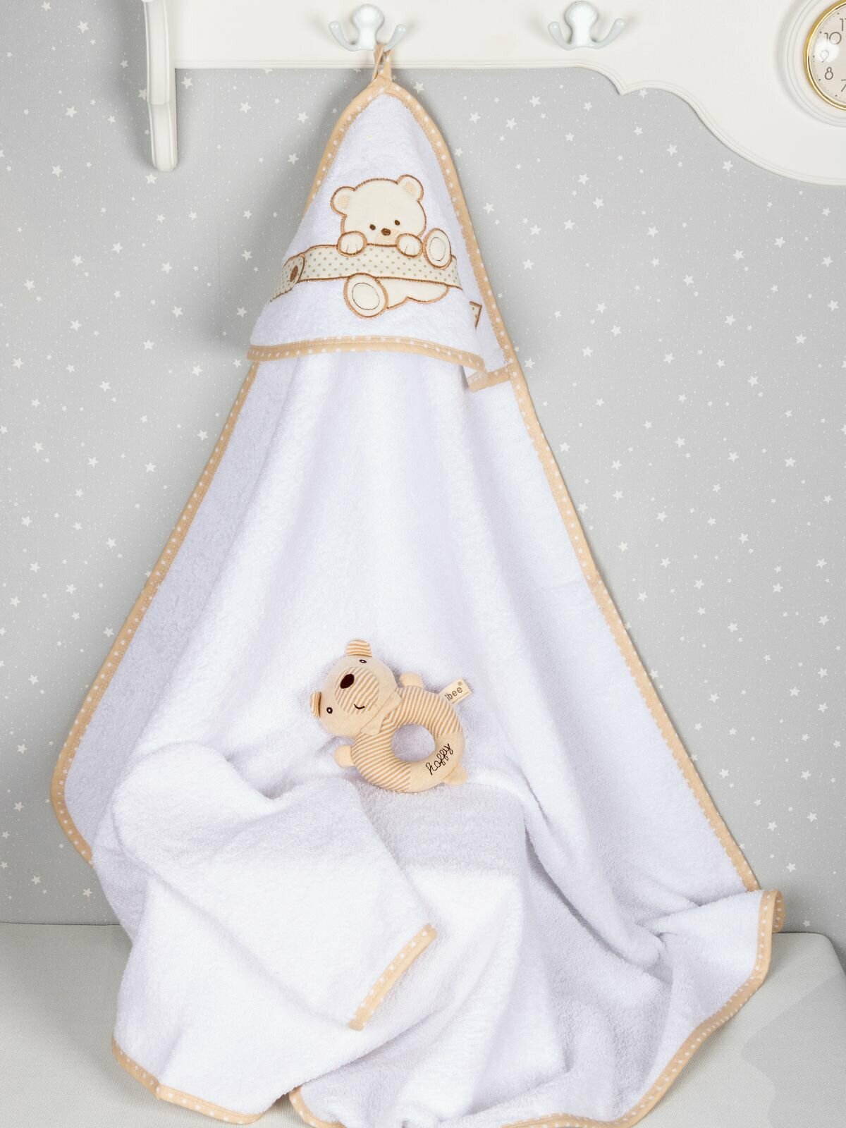 Полотенце для новорожденного детское махровое с вышивкой уголок для мальчика и девочки для ванной банное 80*90 см - фотография № 7