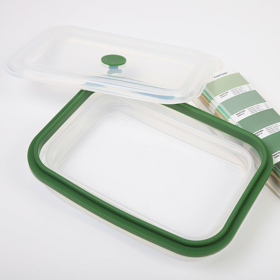 Контейнер для переноски и хранения силиконовый прямоугольный складной Silikobox, 1,2 л, зеленый - фотография № 1
