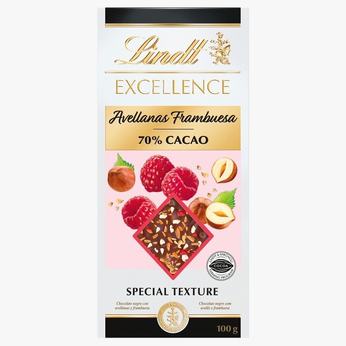 Lindt Excellence горький шоколад с малиной и фундуком, 100 г