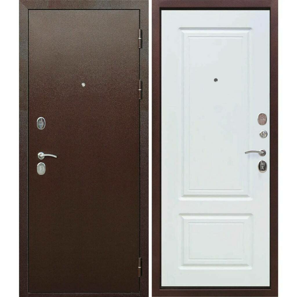 Дверь мет 10 см Толстяк РФ медный антик Белый ясень 860 правая (Карат) - фотография № 1