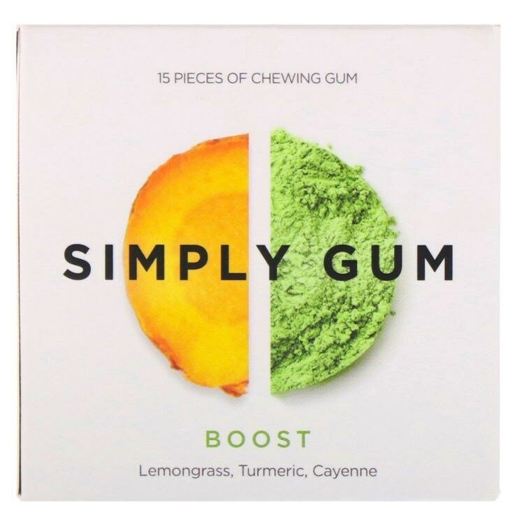 Simply Gum Natural Boost натуральная жвачка со вкусом куркумы, лемонграсса и красного перца