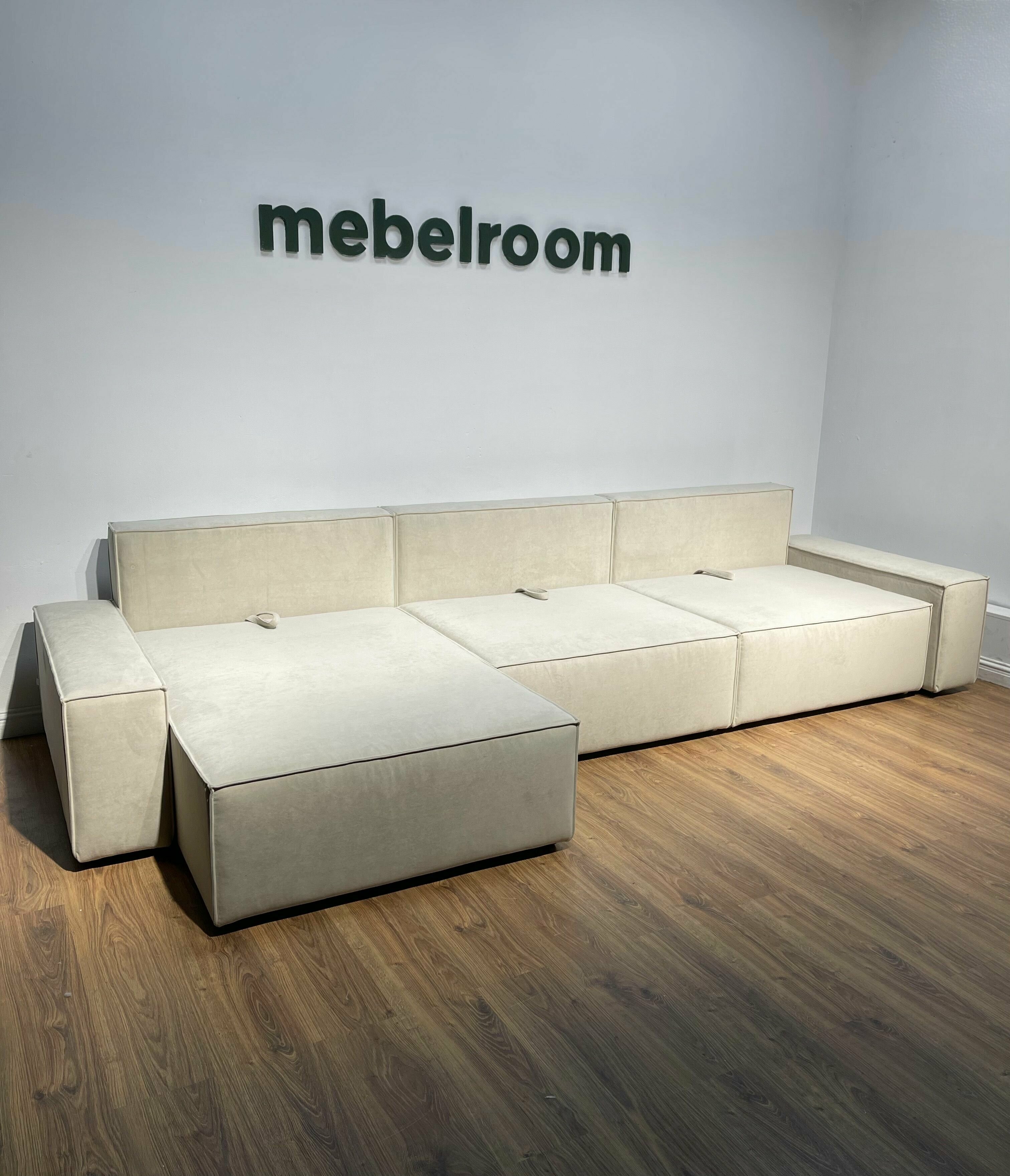 Диван кровать, бежевый, угловой, еврокнижка, 350х160х80 см, mebelroom - фотография № 2