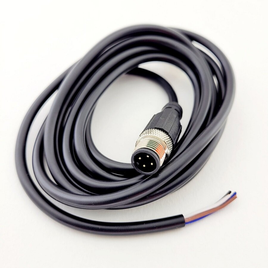 фото Водонепроницаемый разъём штекер M12 4pin + 2 м ПВХ кабеля