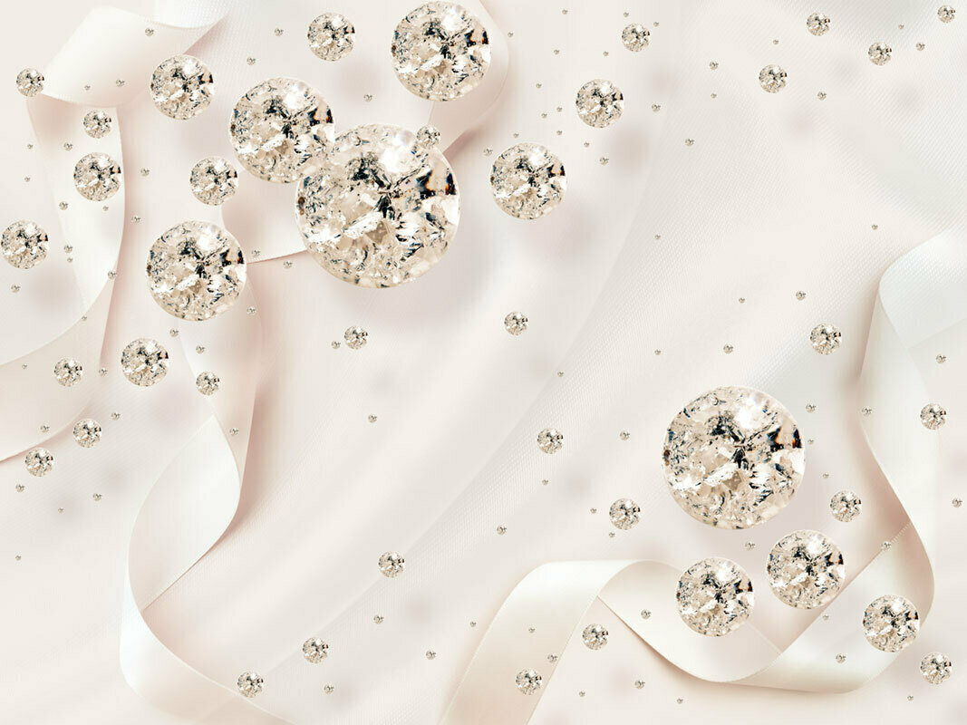 Моющиеся виниловые фотообои Бриллианты на светлом фоне 3D 200х150 см