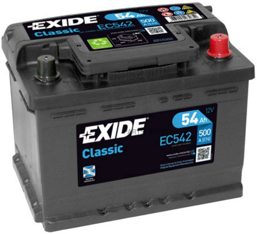 Автомобильный аккумулятор Exide Сlassic EC542 242x175x175