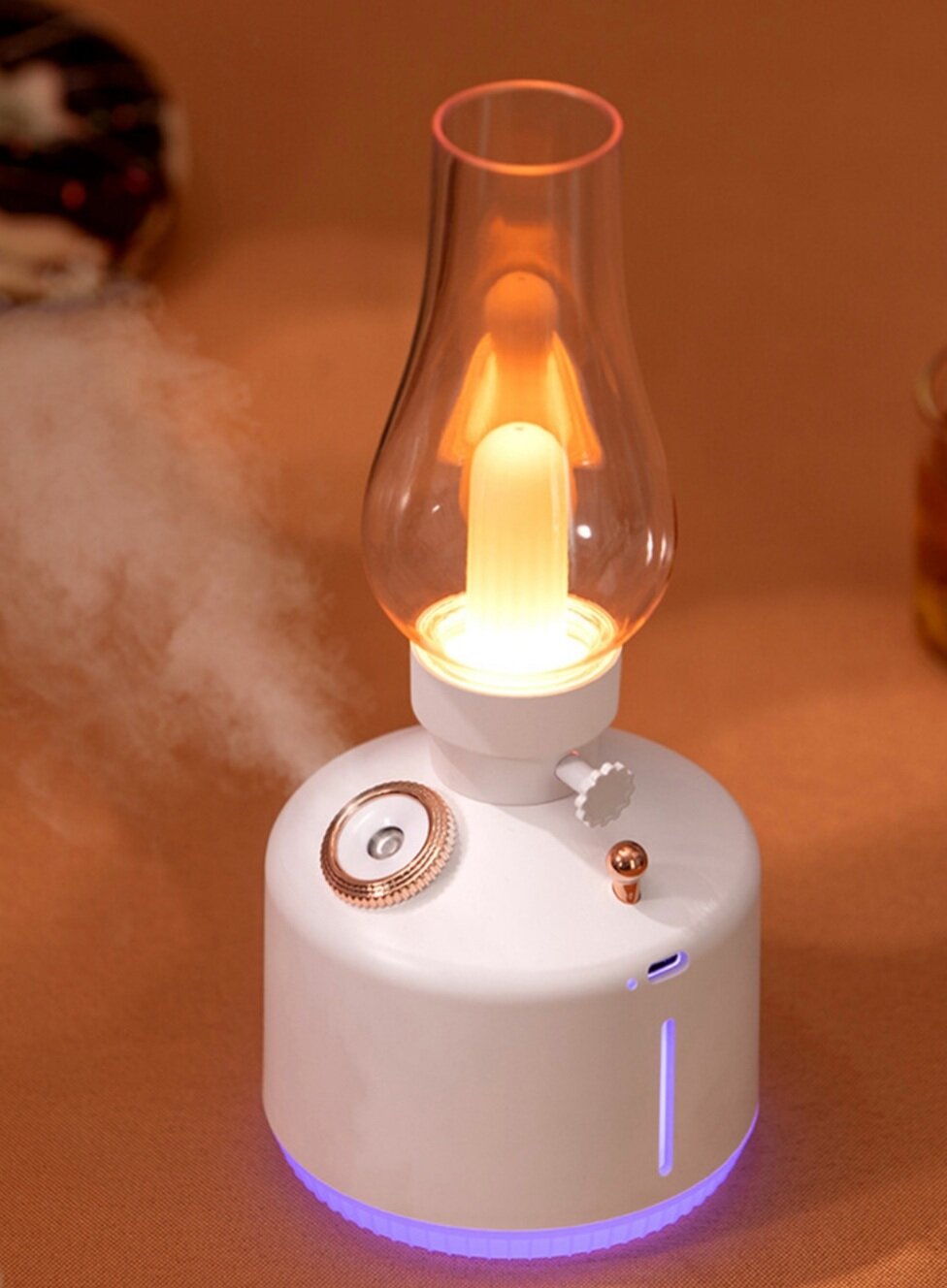 Ночник - увлажнитель воздуха 2в1 "Ретро лампа" Vintage Lamp Humidifier с подсветкой / Аромадиффузор беспроводной/ Белый - фотография № 1