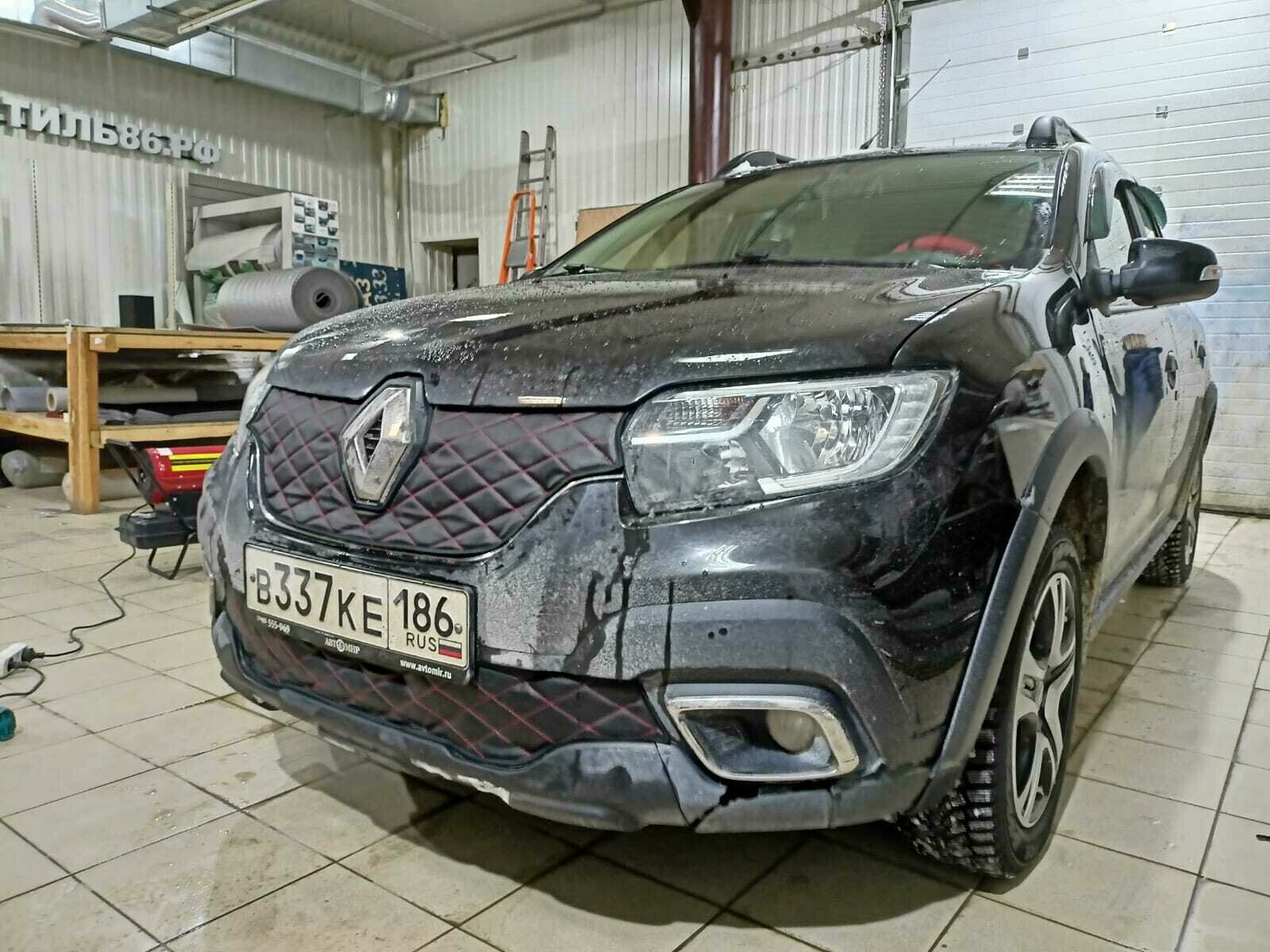 Утеплитель решетки радиатора для Renault Sandero Stepway 2018 – 2022 II Рестайлинг Комплект верх/низ