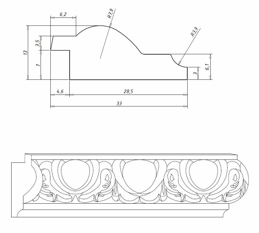 Раскладка деревянная из дуба, PM189-0002, 20х33, WOODINT - фотография № 3