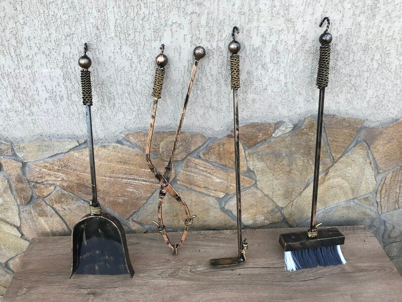 Кованный набор каминных инструментов, каминный аксессуар, Каминный набор для чистки Роза - фотография № 6