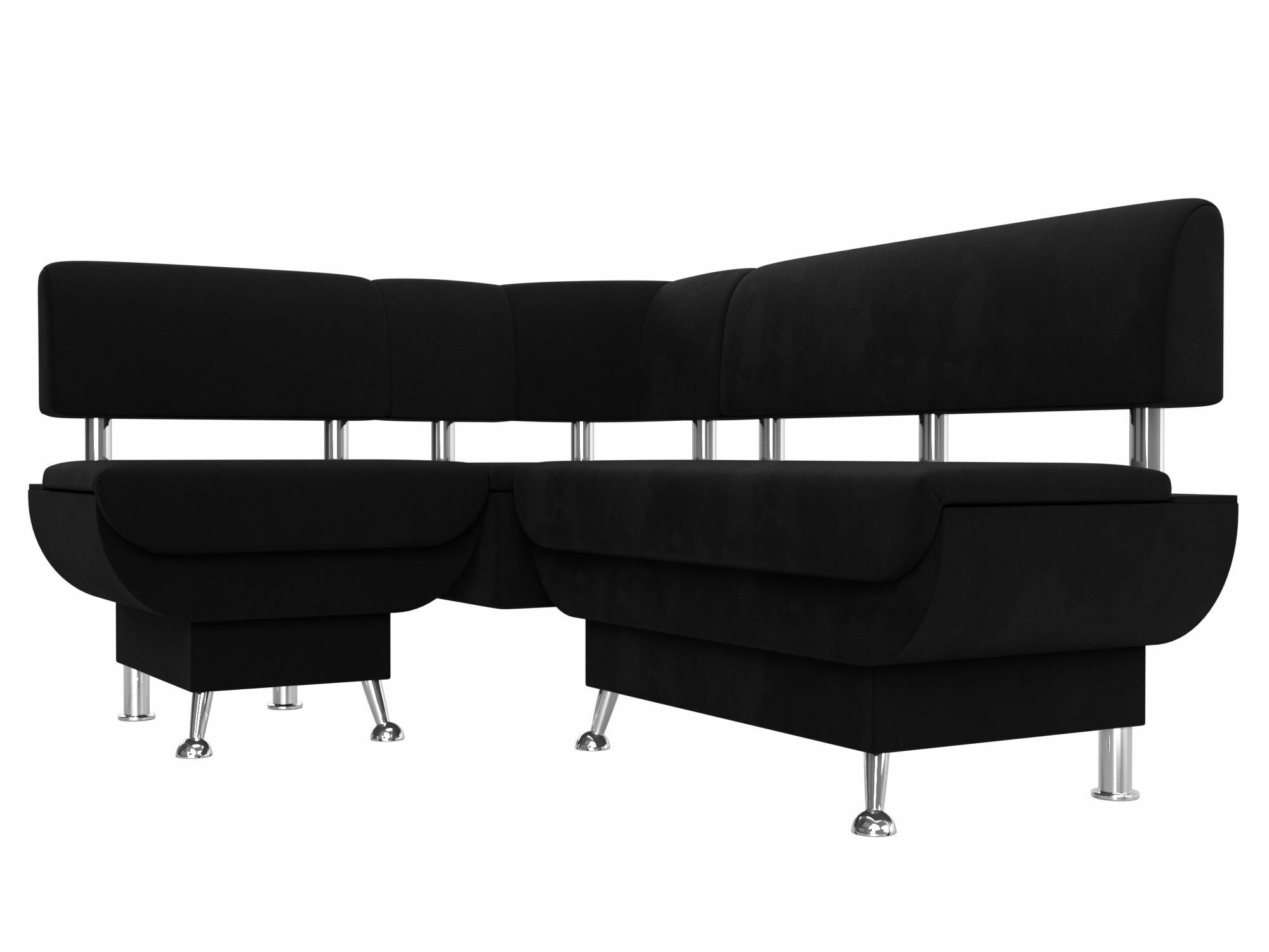 Кухонный угловой диван Москва 488 левый угол Микровельвет Черный ширина 155см - фотография № 3