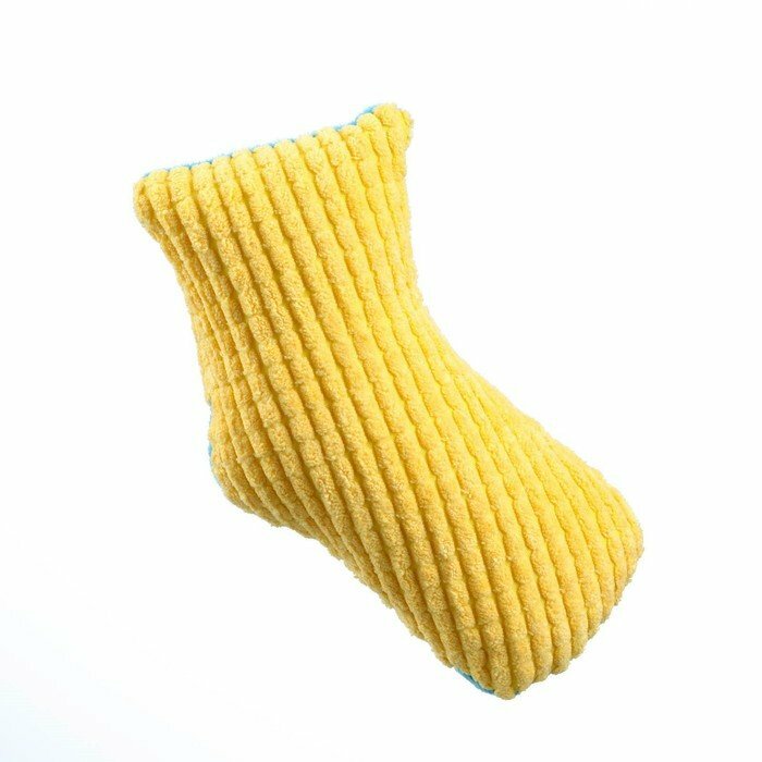 Игрушка мягкая с пищалкой Носок жёлтый, 16 см (комплект из 5 шт) - фотография № 4