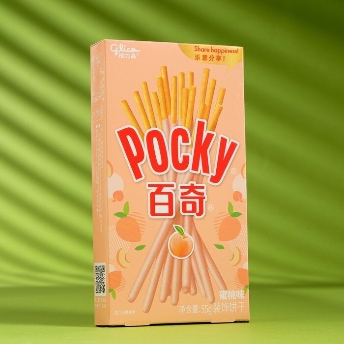 Палочки поки GLICO с персиковым вкусом, 55 г - фотография № 1