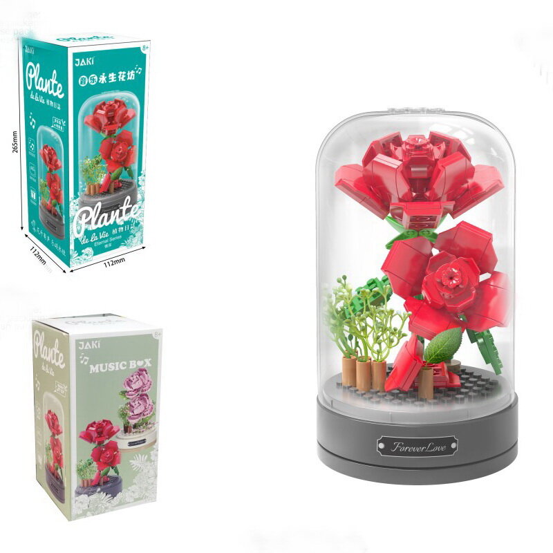 фото Конструктор-музыкальная шкатулка JAKID Красные розы 159 деталей