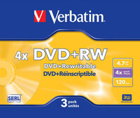 Диск DVDRW Verbatim 4.7Gb 4x Slim case 3шт 43636