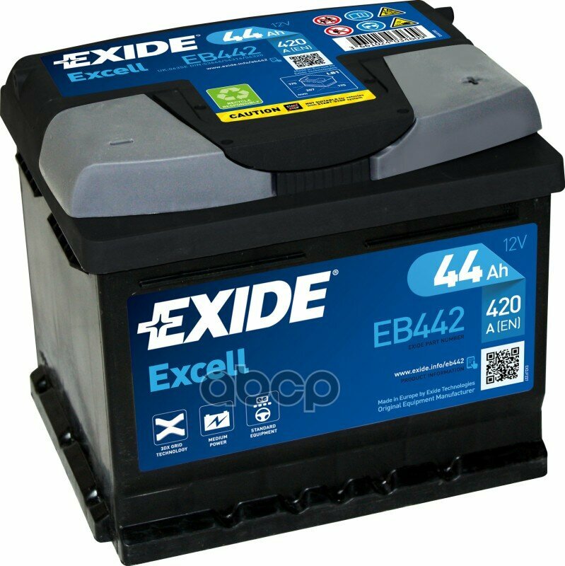 Аккумуляторная Батарея Excell [12V 44Ah 420A B13] EXIDE арт. EB442