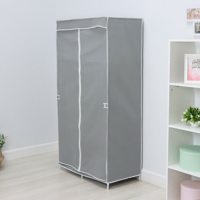 Шкаф тканевый каркасный, складной LaDо́m, 83×45×160 см, цвет серый - фотография № 1
