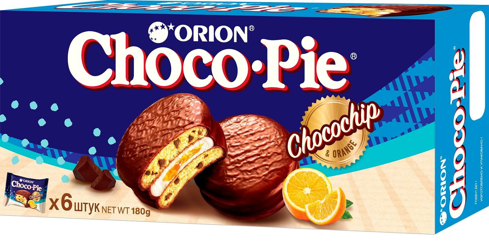 Печенье ORION Choco Pie Chocochip 180г (6 х 30г)