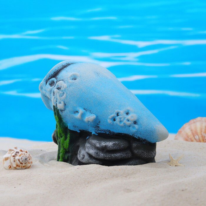 Декор для аквариума "Амфора на камнях", керамический, 14 x 9 x 9 см, синий - фотография № 3