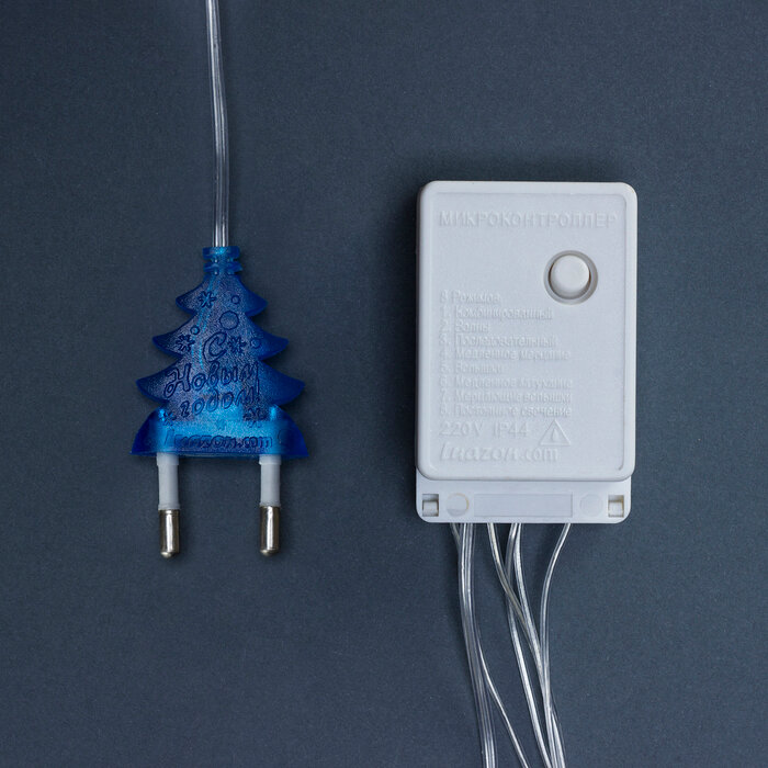Гирлянда «Бахрома» 2.4 × 0.9 м с насадками «Звёзды», IP20, прозрачная нить, 138 LED, свечение синее, 8 режимов, 220 В - фотография № 6
