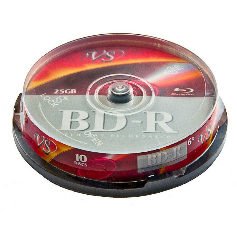 Носители информации Blu-ray BD-R 6x VS Cake/10 VSBDR4CB1002