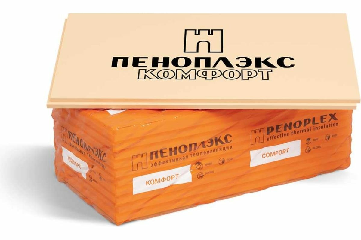 Экструдированный пенополистирол PENOPLEX Комфорт 40x585x1185 мм, упаковка 10 шт. TU0-0001953 - фотография № 1