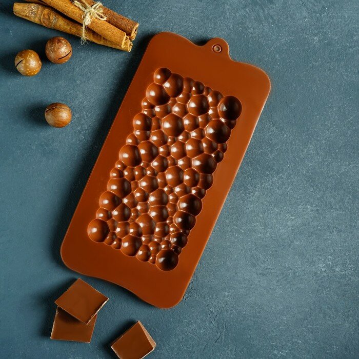 Форма силиконовая для шоколада Доляна «Воздушный», 21×10,1×1 см, цвет шоколадный - фотография № 7