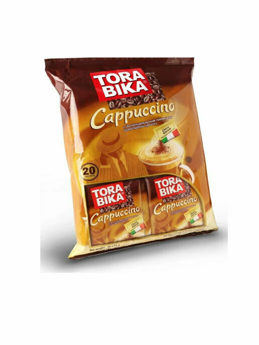 Torabika Cappuccino (Торабика Капучино) кофейный напиток с дополнительным пакетиком шоколадной крошки, 25 г х 20 шт - фотография № 2