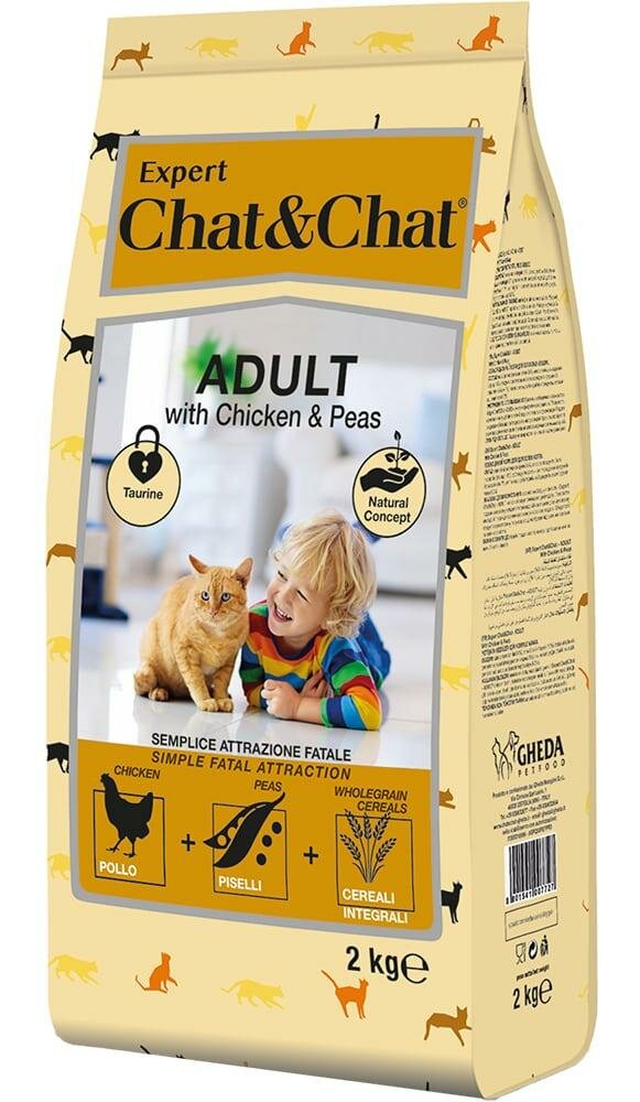 Chat&Chat Expert Premium сухой корм для кошек с курицей и горохом 2 кг