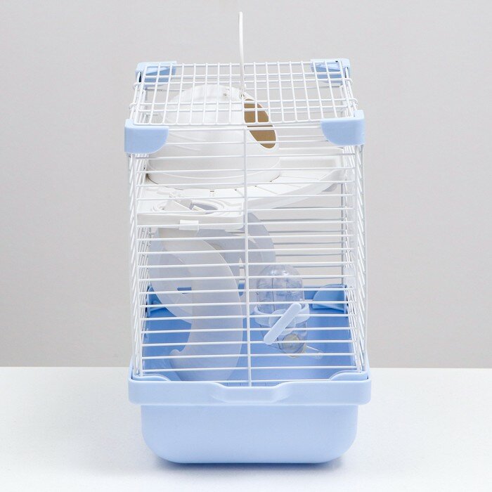 Клетка для грызунов укомплектованная, 27 х 19 х 28 см, голубая - фотография № 3