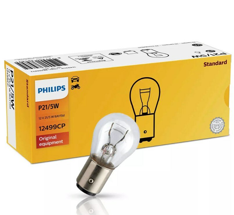 Лампа автомобильная накаливания Philips 12499CP P21/5W 12/5W BAY15d 10 шт. Цена за упаковку 10 шт.