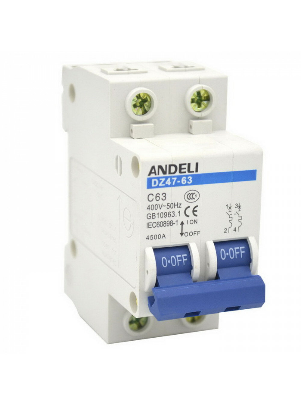 Автоматический выключатель ANDELI DZ47-63/3P 25A 4.5kA х-ка C ADL01-094 16086985