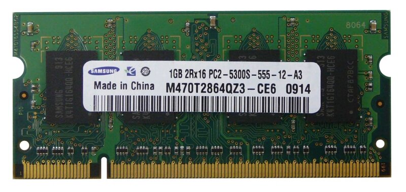 Оперативная память Samsung 1 ГБ DDR2 667 МГц SODIMM CL5 M470T2864QZ3-CE6