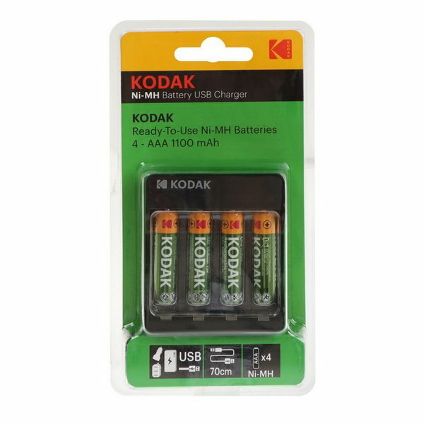 Зарядное устройство для аккумуляторов Kodak USB Overnight charger with 4 x 1100 mAh [K4AA/AAA]