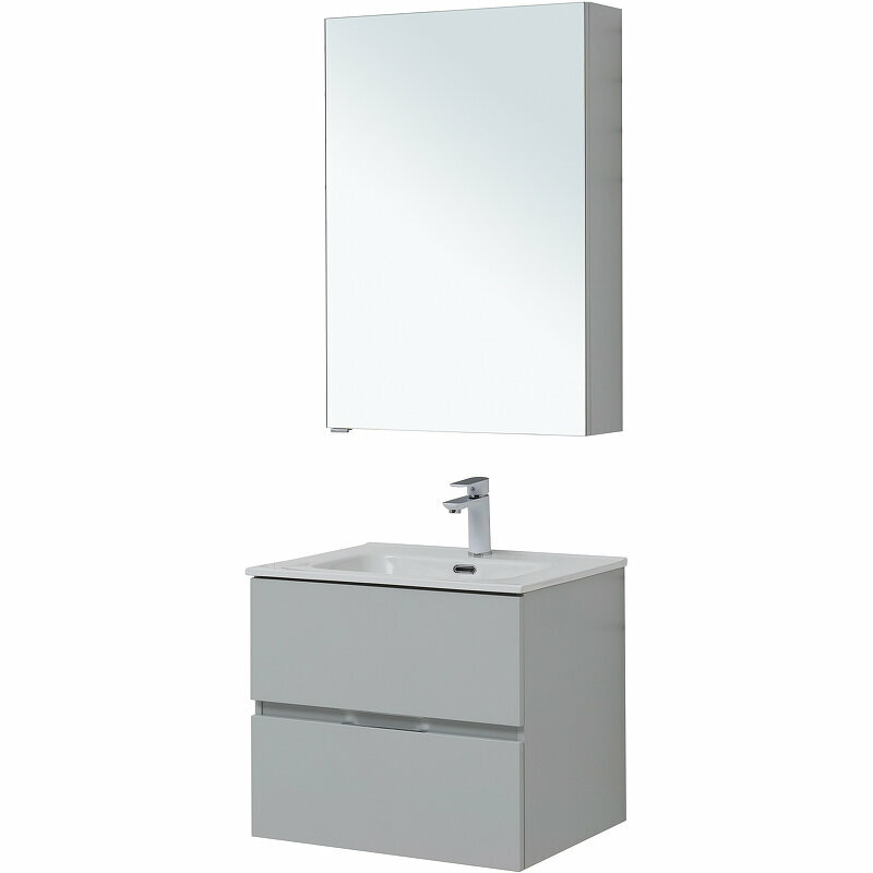 Комплект мебели для ванной Aquanet Алвита New 60 274224 подвесной Серый матовый - фотография № 2