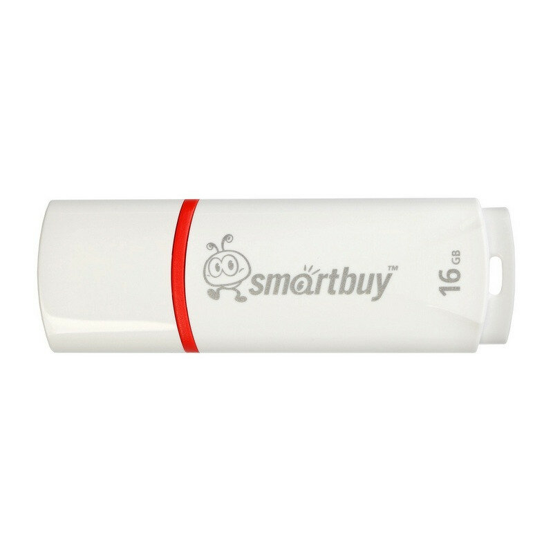 Флеш-память Smartbuy Crown, 16Gb, USB 2.0, бел, SB16GBCRW-W