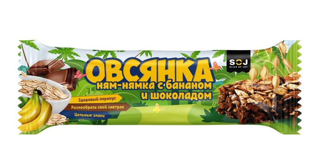 Батончик злаковый "Овсянка Ням-Нямка" со вкусом банана (SOJ), 30 г