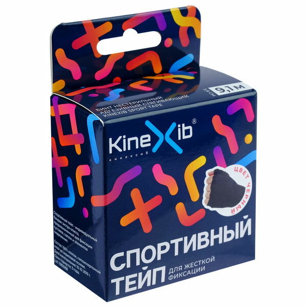 Спортивный тейп 3.8 см x 9.1 м, чёрный