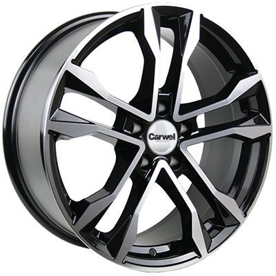 Литые колесные диски Carwel Цна R068 (Touareg) 8x18 5x112 ET25 D66.6 Чёрный глянцевый с полированной лицевой частью (113738)