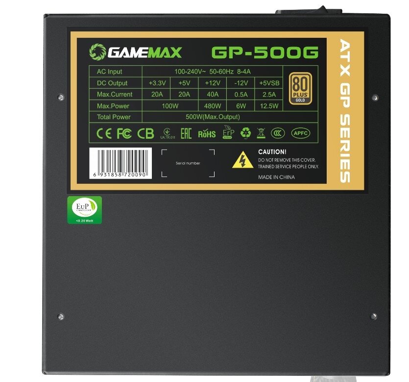 GameMax Блок питания GameMax ATX 500W GP-500G 80+ GOLD