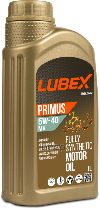 LUBEX Синт. Мот.масло Primus Mv 5W-40 Cf/Sn A3/B4 (1Л)