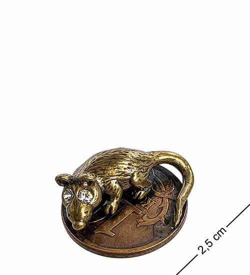 Фигурка кошельковая Мышь-хранительница на монетке (латунь) AM-1065 113-704366