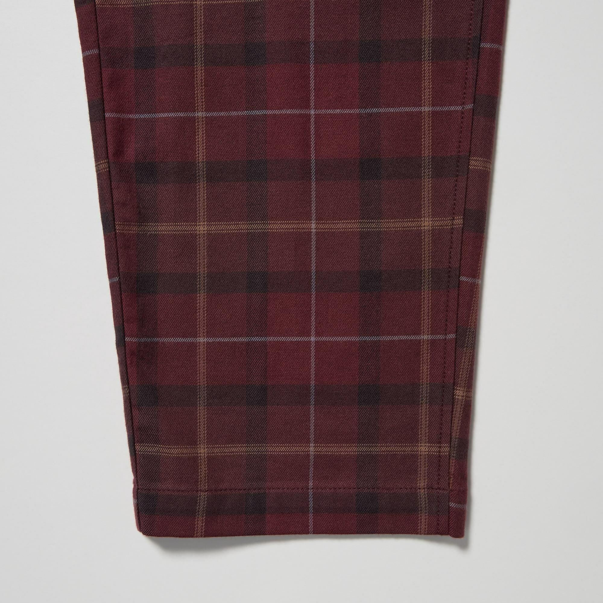 Узорчатые легкие фланелевые брюки длиной 7/8, Красный, M - фотография № 5